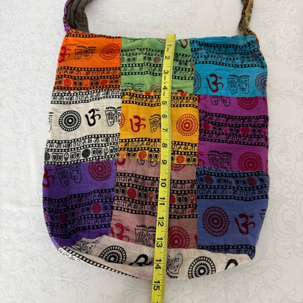 Multicolored Cotton Patchwork Hobo Sling Crossbod… - image 7